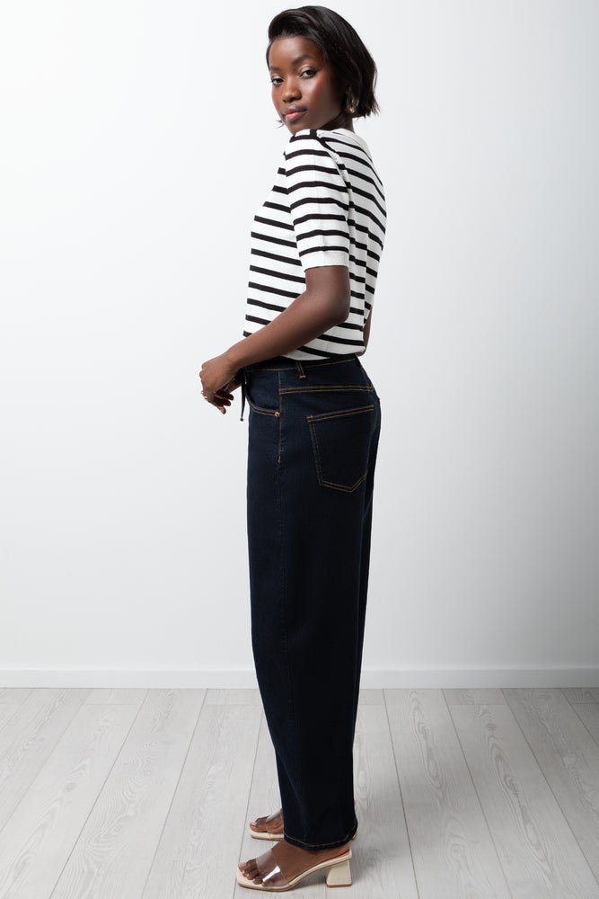 Stripe Ballerina Sleeve Top Black And White (1)