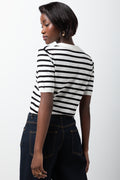Stripe Ballerina Sleeve Top Black And White (2)