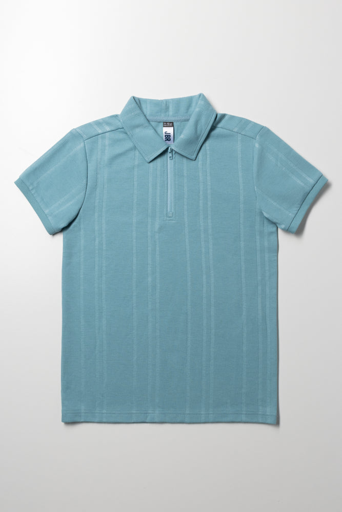 Rib Short Sleeve Golfer Blue