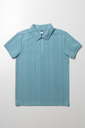 Rib Short Sleeve Golfer Blue