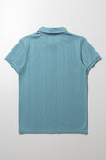 Rib Short Sleeve Golfer Blue (2)