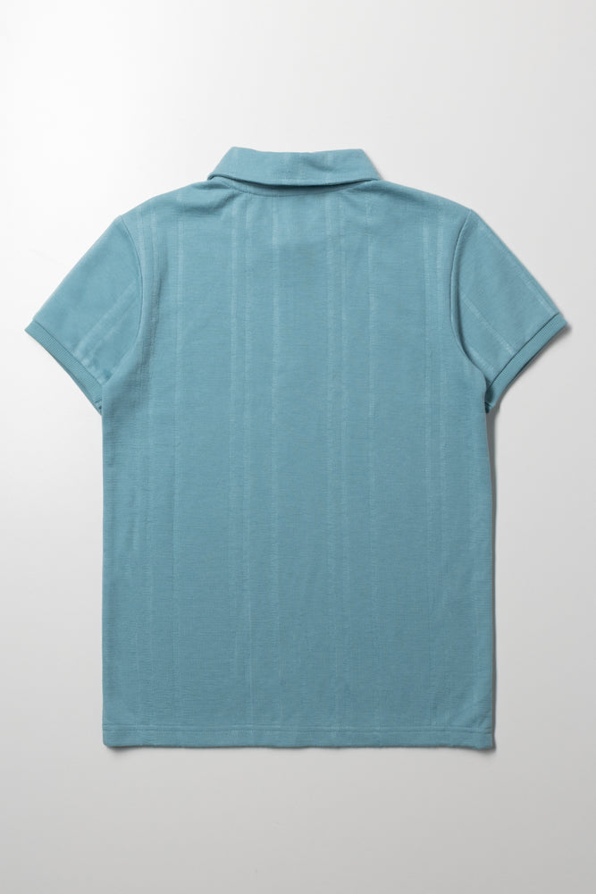 Rib Short Sleeve Golfer Blue (2)