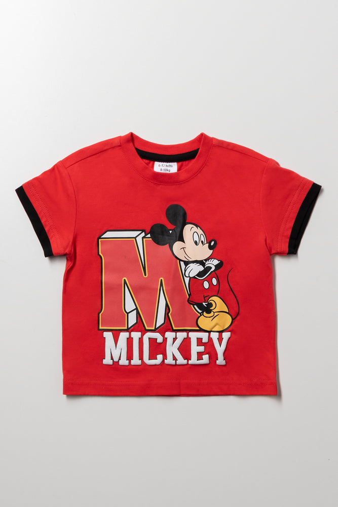 Mickey Mouse Short Sleeve T-Shirt Red