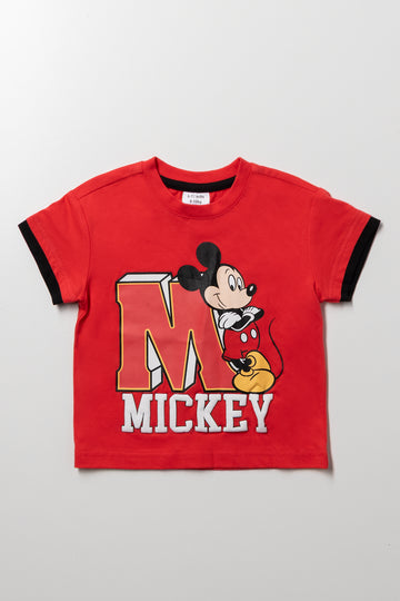 Mickey Mouse Short Sleeve T-Shirt Red