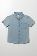 Short Sleeve Denim Shirt Blue
