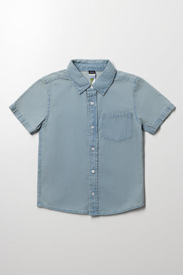 Short Sleeve Denim Shirt Blue