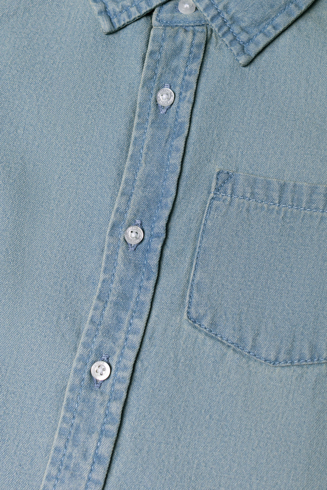 Short Sleeve Denim Shirt Blue
