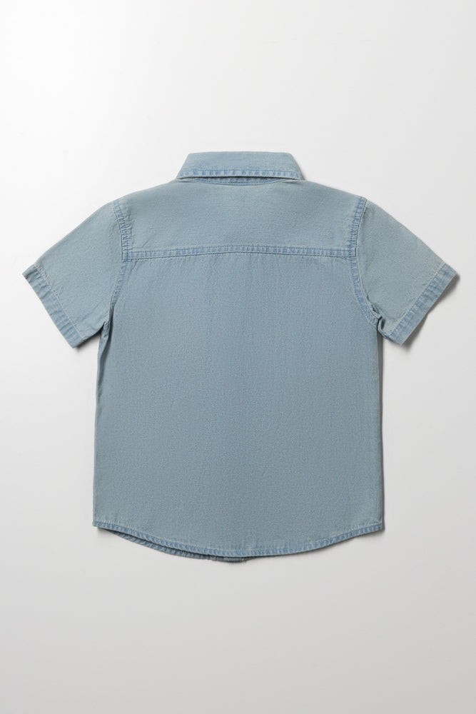 Short Sleeve Denim Shirt Blue (2)