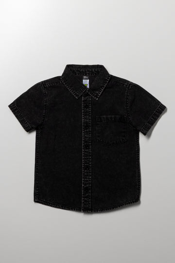 Short Sleeve Denim Shirt Black