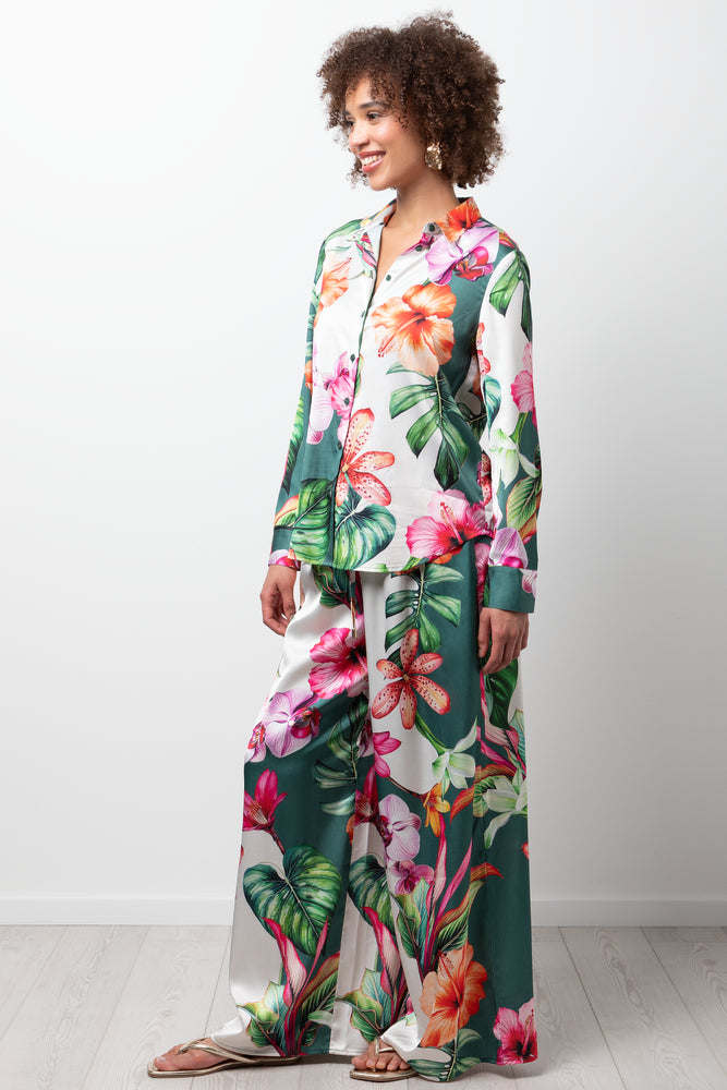 Long Sleeve Floral Satin Shirt Multi (2)