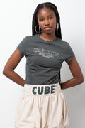Side Ruched Baby Tee Fatigue