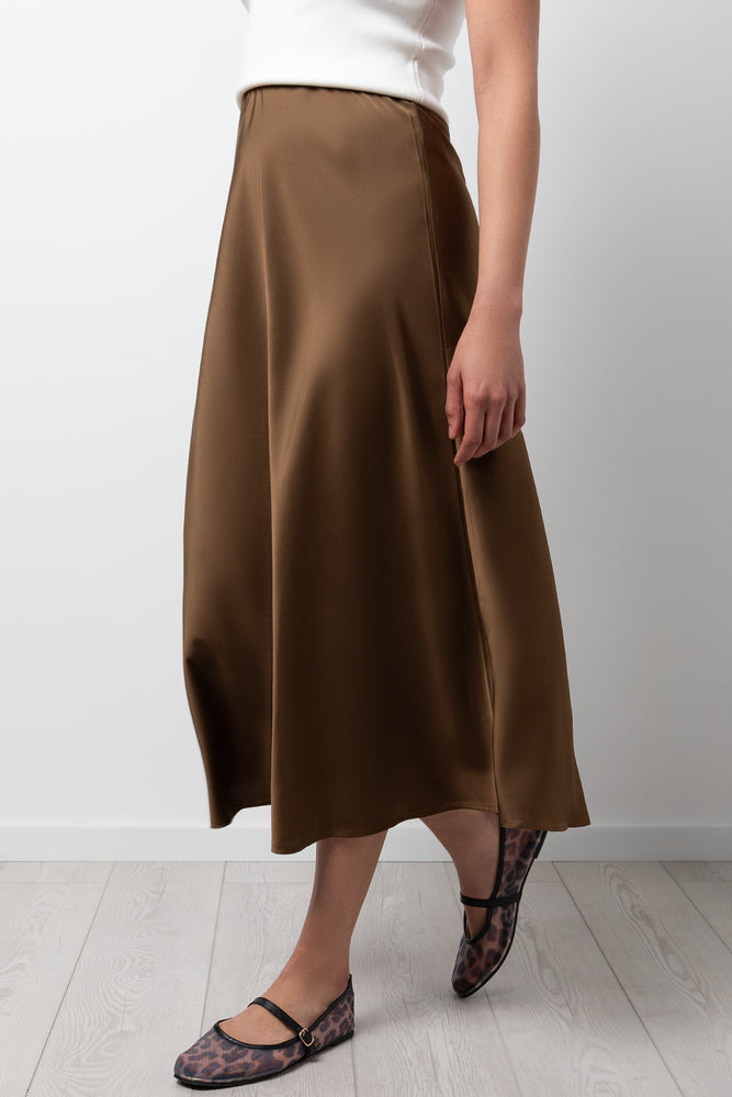 Satin Skirt Dark Green