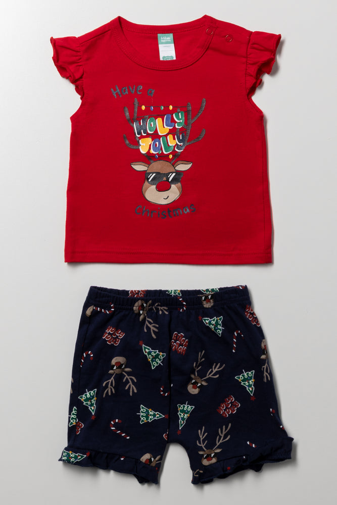 Toddler Girl Christmas Pyjama Set Red