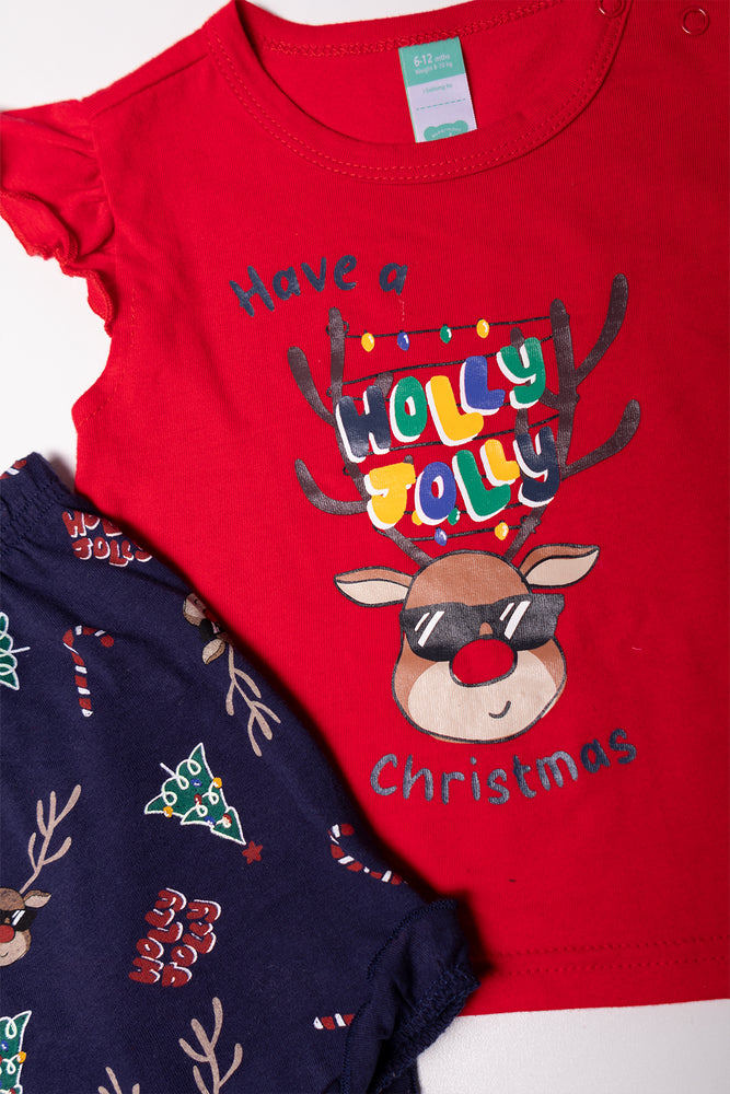 Toddler Girl Christmas Pyjama Set Red