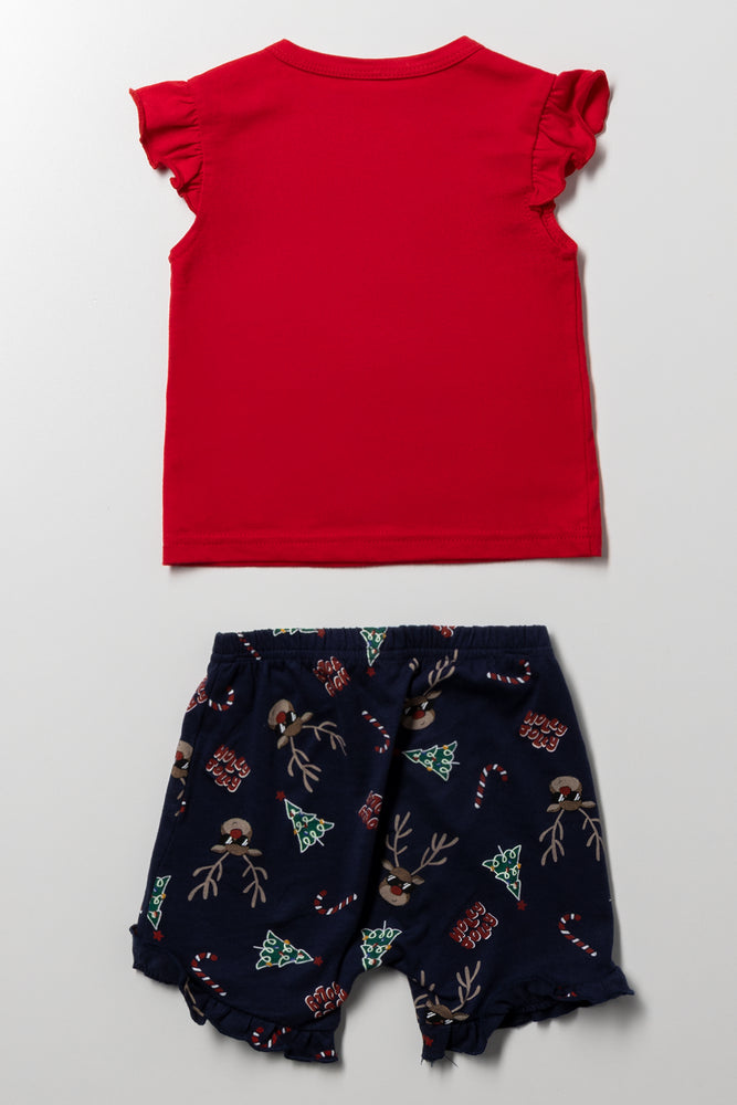 Toddler Girl Christmas Pyjama Set Red (2)