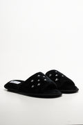 Mini Bow Open Toe Slippers Black