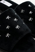 Mini Bow Open Toe Slippers Black (2)