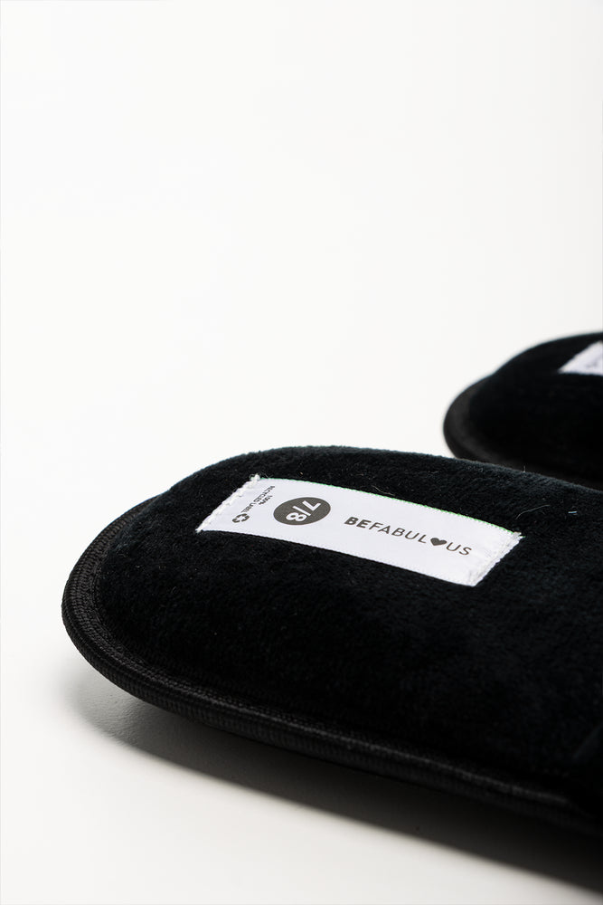 Mini Bow Open Toe Slippers Black (3)