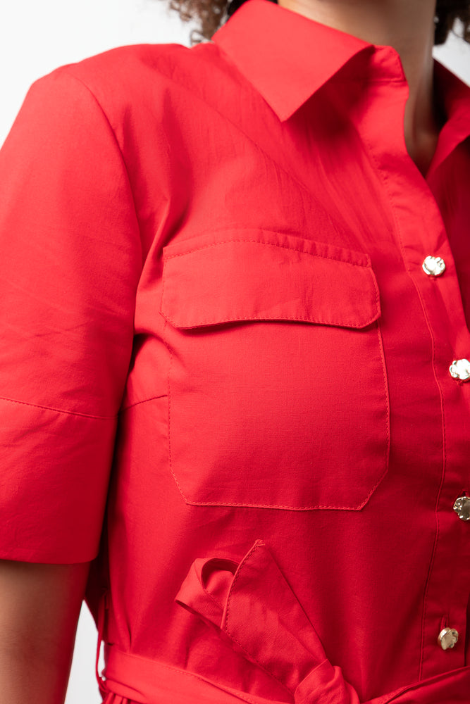 Red Shirt Dress Red (4)