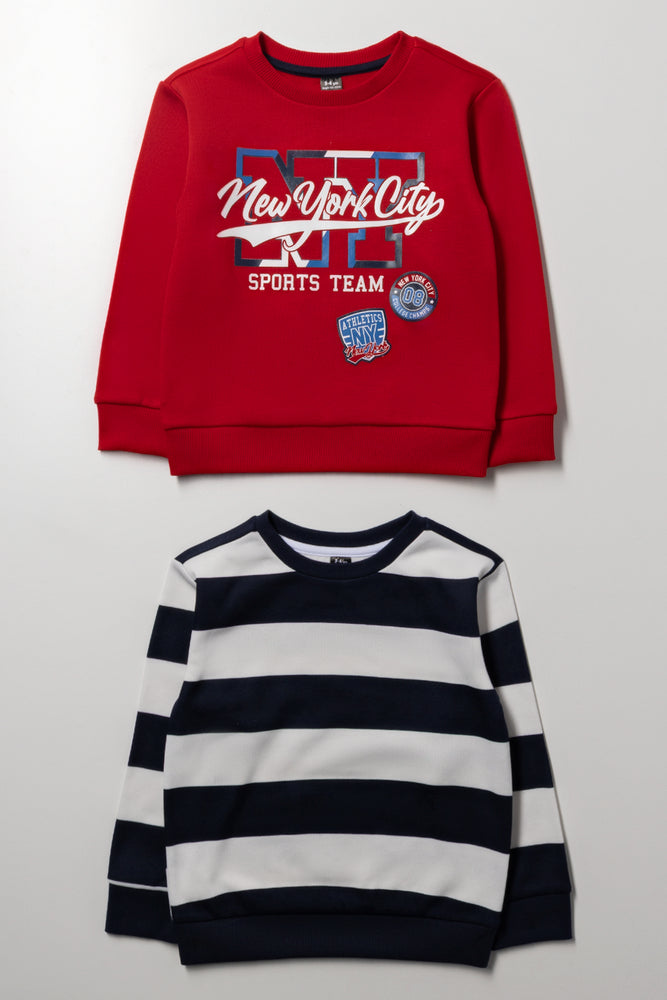 2 Pack Crew Neck Tracktops Navy And Red