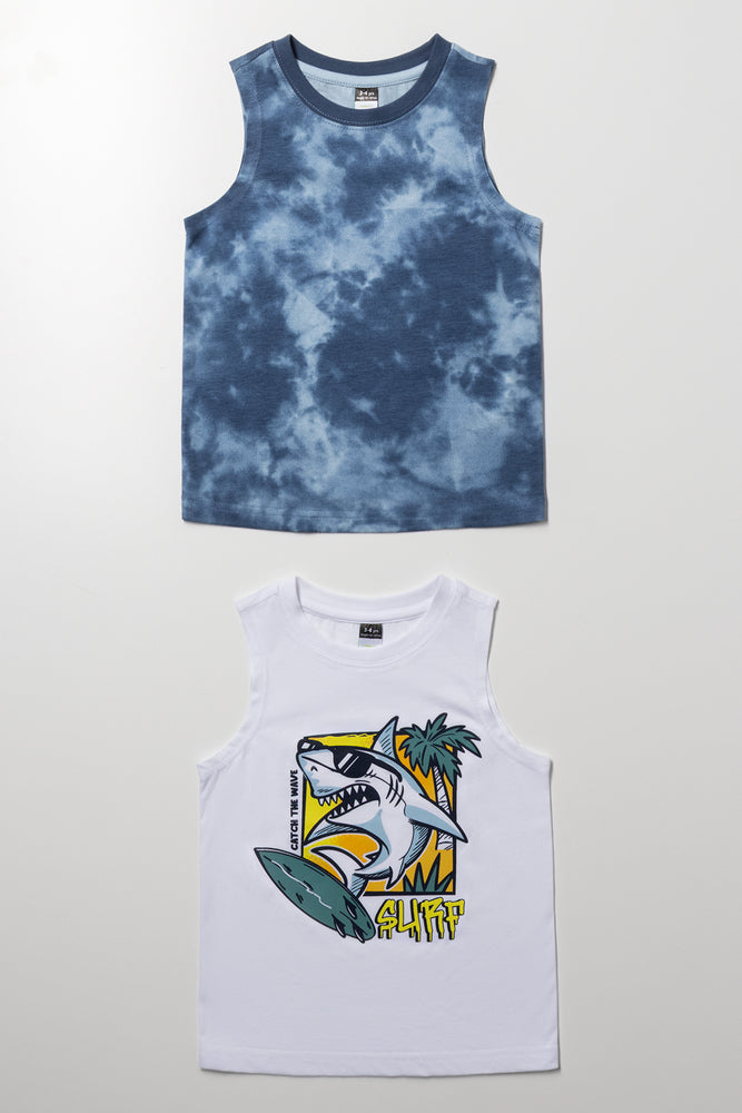 2 Pack Tie Dye Shark Vests Blue And White