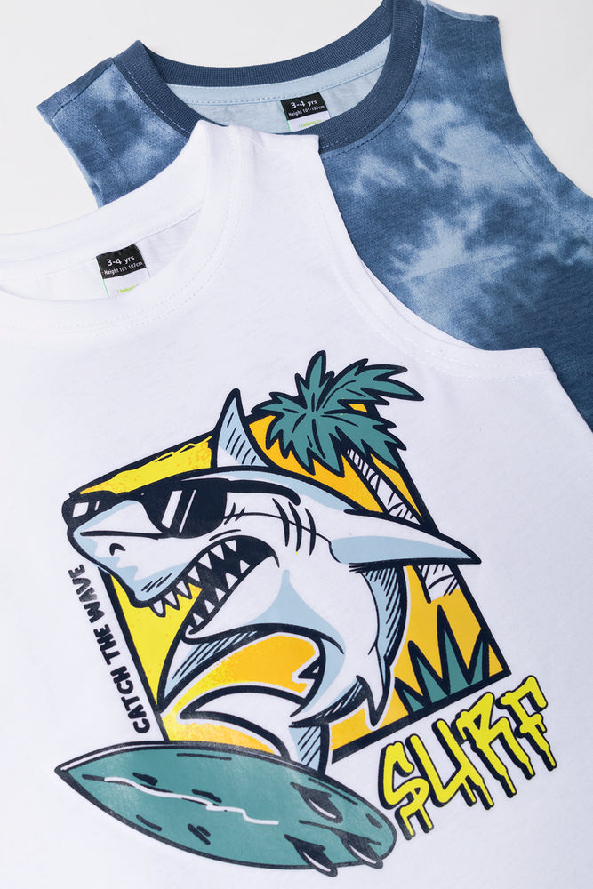 2 Pack Tie Dye Shark Vests Blue And White
