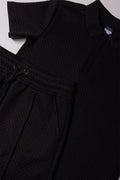 Textured Golfer And Shorts Set Black (1)