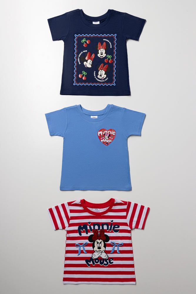 Minnie Mouse 3 Pack T-Shirt Blue And Red