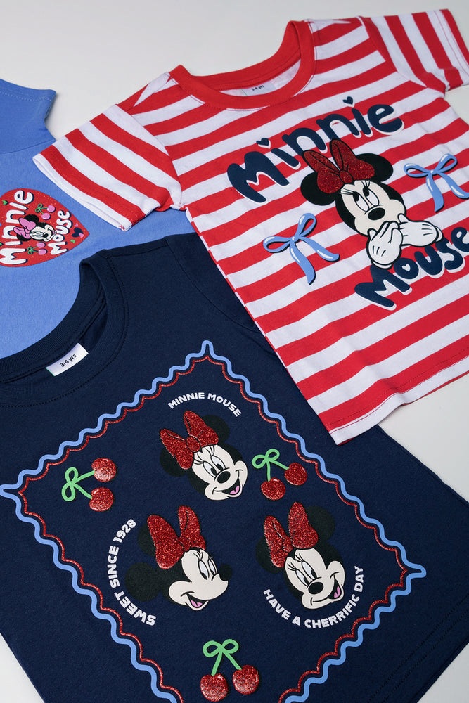 Minnie Mouse 3 Pack T-Shirt Blue And Red