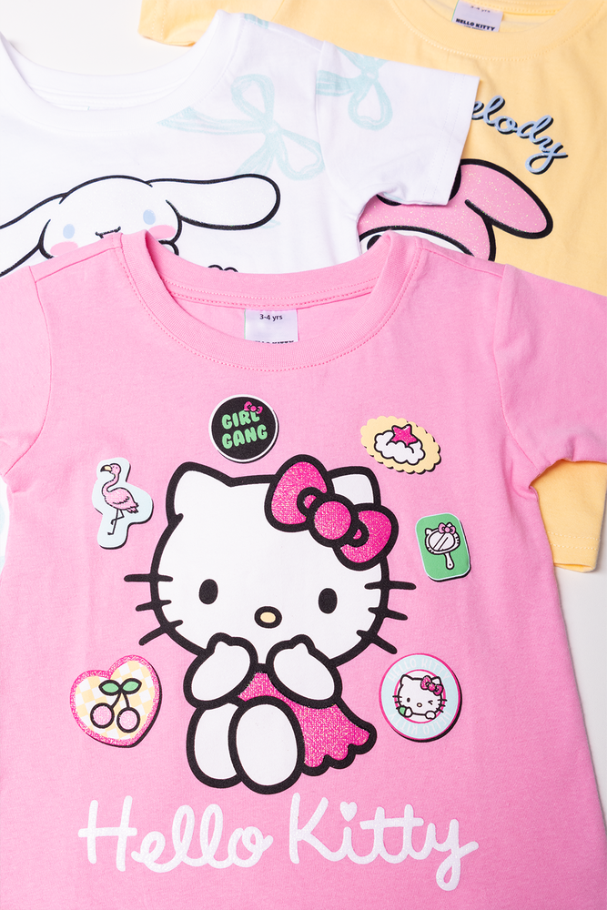 Hello Kitty 3 Pack T-Shirts Yellow, White And Pink (1)