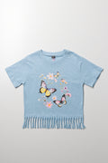 Fringe Hem T-Shirt Blue