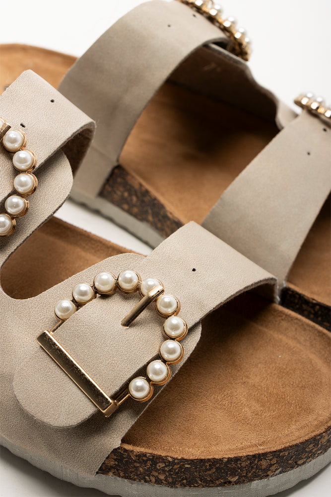 Pearl Buckle Sandals Natural (2)