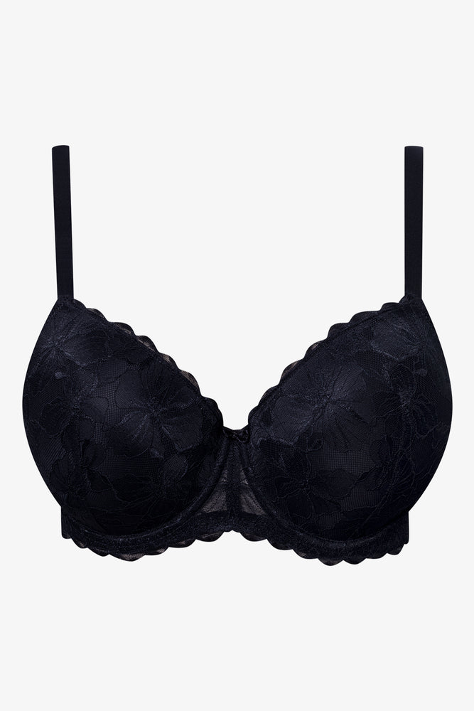 Plus Size 2 Pack Lace Balconette Bras Black And Red (2)