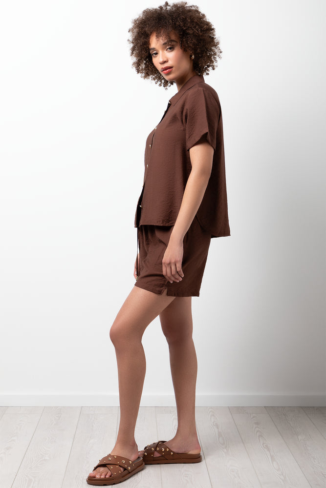 Short Sleeve Resort Shirt Brown (1)