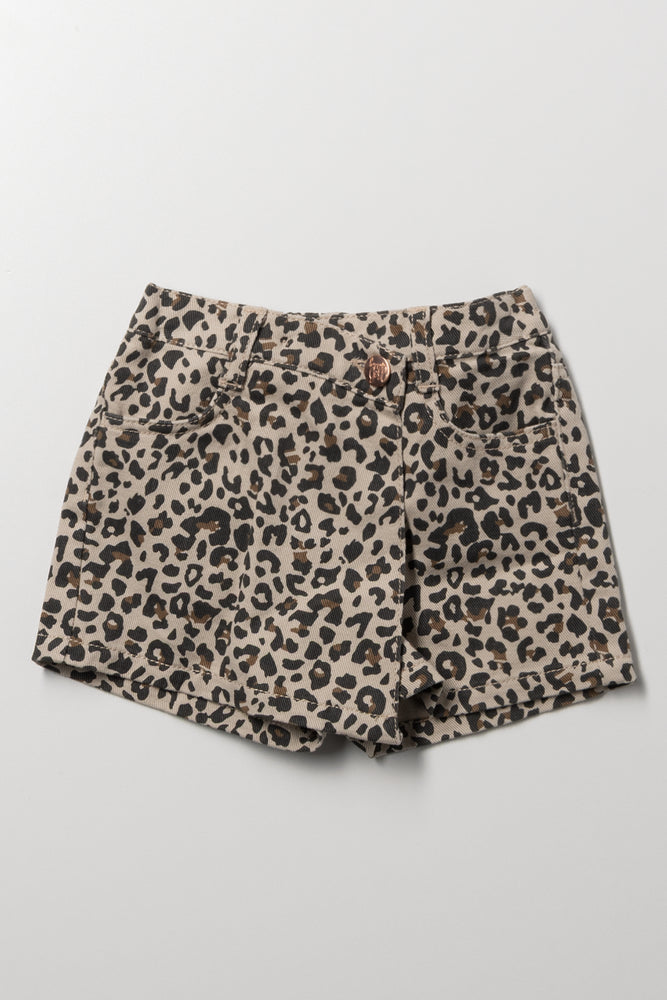 Animal Denim Skorts Natural