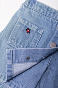 Embroidered Denim Skorts Blue (1)