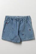 Embroidered Denim Skorts Blue (2)