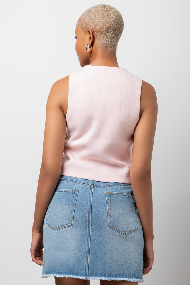 Sleeveless Knitwear Top Pink (2)