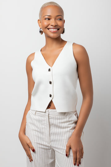 Sleeveless Knitwear Top White