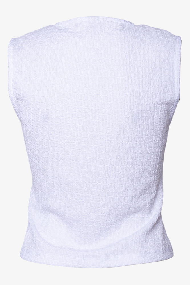 Sleeveless Bubble Knit Vest White