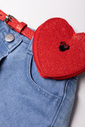 Minnie Mouse Denim Skorts With Heart Belt Bag Blue And Red (3)