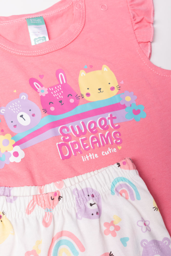 2 Pack Pyjama Set Pink And Natural