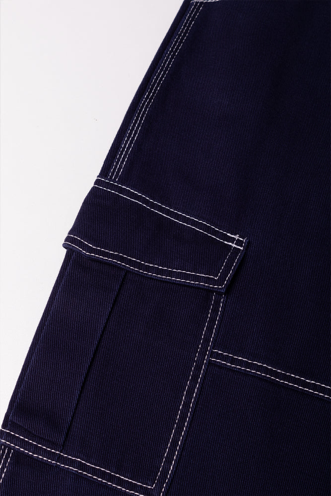 Contrast Denim Pants Navy (1)