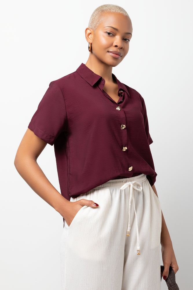 Linen Blend Shirt Burgundy