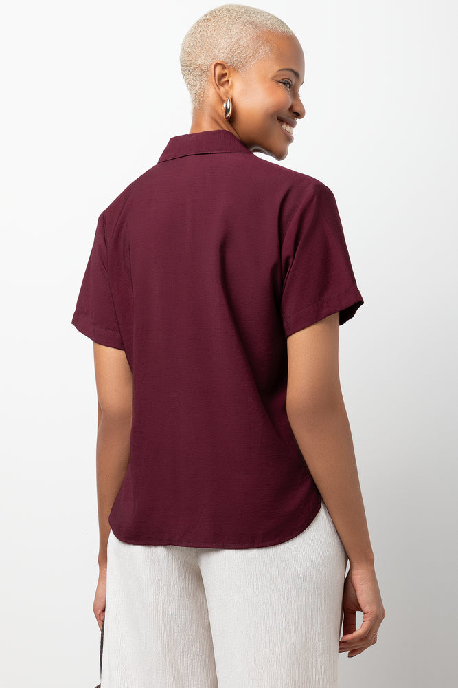 Linen Blend Shirt Burgundy (2)