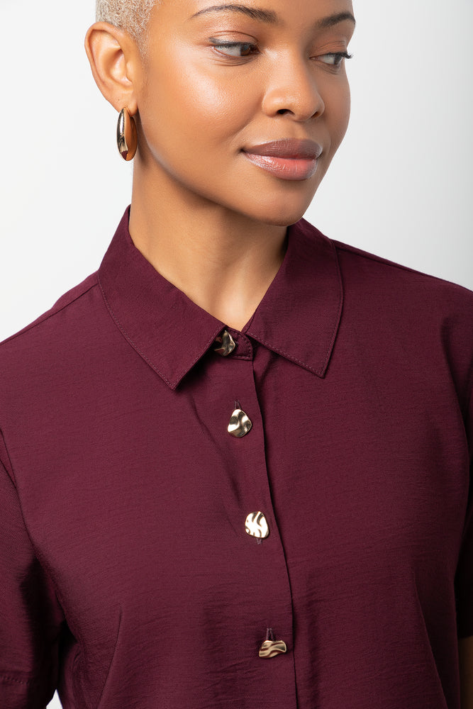 Linen Blend Shirt Burgundy (3)