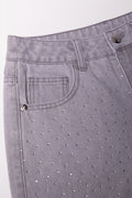 Stud Denim Shorts Grey (1)