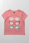 Sunglasses Short Sleeve T-Shirt Peach
