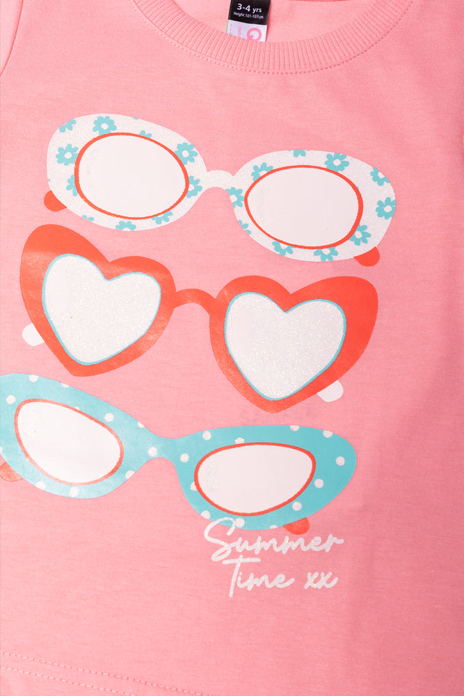 Sunglasses Short Sleeve T-Shirt Peach