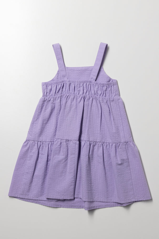 Textured Tiered Dress Lilac (2)